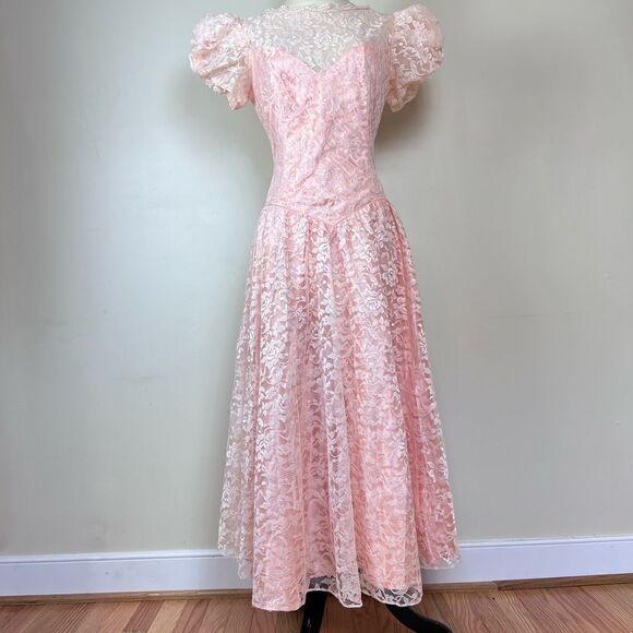 Vintage Victorian Lace Prom Dress - Picture 1 of 4